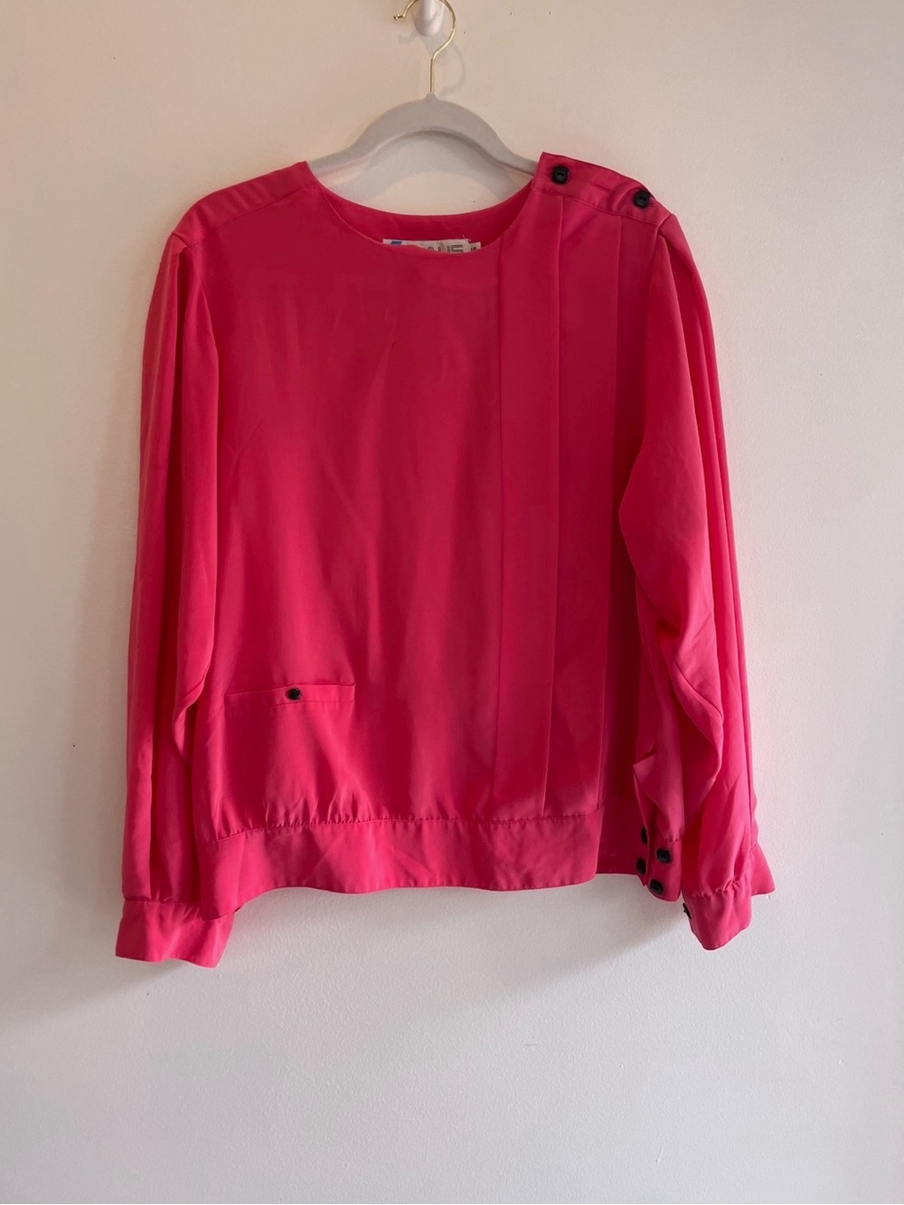 Chaus Hot Pink Long-Sleeve Blouse with Button Accents